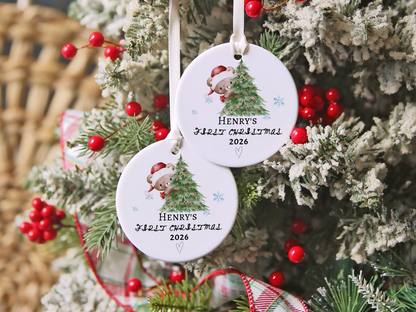 Baby's First Christmas Ornament 2026, Personalized Baby Bear Tree Ceramic Keepsake, Newborn Holiday Gift, Baby's First Christmas Decor