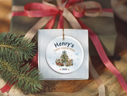 First Christmas Ornament 2026, Baby’s First Christmas Keepsake, Personalized Holiday Tree Decoration, Ceramic Gift Boxed Decor