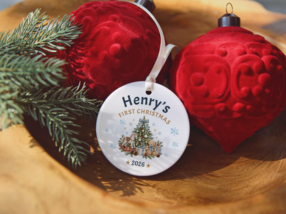 First Christmas Ornament 2026, Baby’s First Christmas Keepsake, Personalized Holiday Tree Decoration, Ceramic Gift Boxed Decor