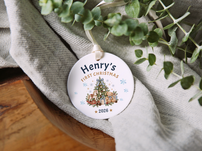 First Christmas Ornament 2026, Baby’s First Christmas Keepsake, Personalized Holiday Tree Decoration, Ceramic Gift Boxed Decor