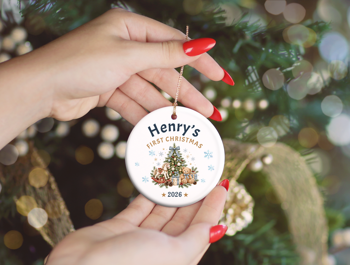 First Christmas Ornament 2026, Baby’s First Christmas Keepsake, Personalized Holiday Tree Decoration, Ceramic Gift Boxed Decor