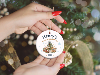 First Christmas Ornament 2026, Baby’s First Christmas Keepsake, Personalized Holiday Tree Decoration, Ceramic Gift Boxed Decor