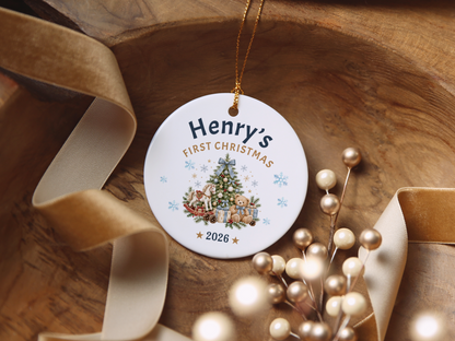 First Christmas Ornament 2026, Baby’s First Christmas Keepsake, Personalized Holiday Tree Decoration, Ceramic Gift Boxed Decor