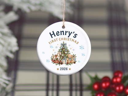 First Christmas Ornament 2026, Baby’s First Christmas Keepsake, Personalized Holiday Tree Decoration, Ceramic Gift Boxed Decor