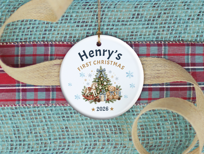 First Christmas Ornament 2026, Baby’s First Christmas Keepsake, Personalized Holiday Tree Decoration, Ceramic Gift Boxed Decor