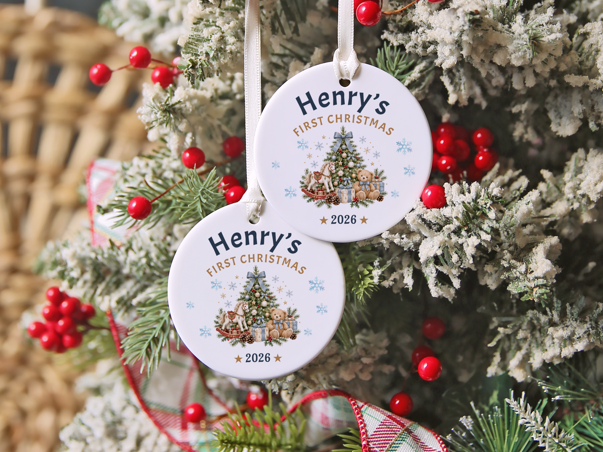 First Christmas Ornament 2026, Baby’s First Christmas Keepsake, Personalized Holiday Tree Decoration, Ceramic Gift Boxed Decor