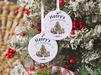 First Christmas Ornament 2026, Baby’s First Christmas Keepsake, Personalized Holiday Tree Decoration, Ceramic Gift Boxed Decor