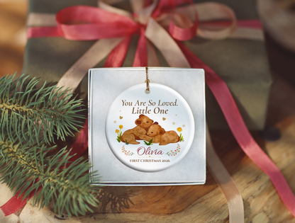 Baby’s First Christmas Ornament 2026, Personalized Little One Bear Ornament, New Baby Keepsake, Baby Girl Christmas Tree Gift, Olivia