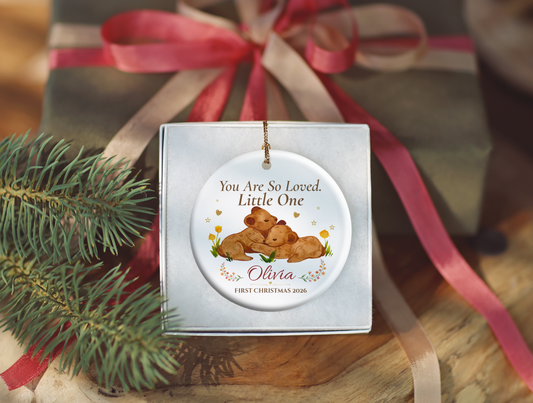 Baby’s First Christmas Ornament 2026, Personalized Little One Bear Ornament, New Baby Keepsake, Baby Girl Christmas Tree Gift, Olivia