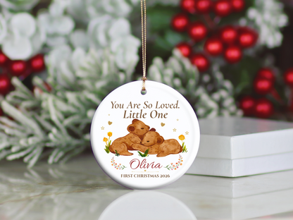 Baby’s First Christmas Ornament 2026, Personalized Little One Bear Ornament, New Baby Keepsake, Baby Girl Christmas Tree Gift, Olivia