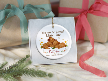 Baby’s First Christmas Ornament 2026, Personalized Little One Bear Ornament, New Baby Keepsake, Baby Girl Christmas Tree Gift, Olivia