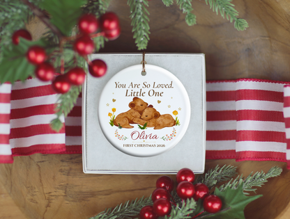 Baby’s First Christmas Ornament 2026, Personalized Little One Bear Ornament, New Baby Keepsake, Baby Girl Christmas Tree Gift, Olivia