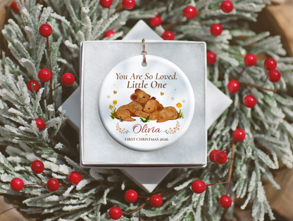 Baby’s First Christmas Ornament 2026, Personalized Little One Bear Ornament, New Baby Keepsake, Baby Girl Christmas Tree Gift, Olivia