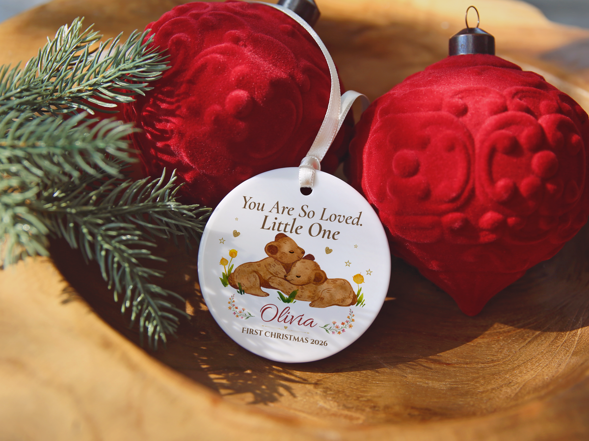 Baby’s First Christmas Ornament 2026, Personalized Little One Bear Ornament, New Baby Keepsake, Baby Girl Christmas Tree Gift, Olivia
