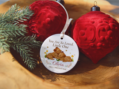 Baby’s First Christmas Ornament 2026, Personalized Little One Bear Ornament, New Baby Keepsake, Baby Girl Christmas Tree Gift, Olivia
