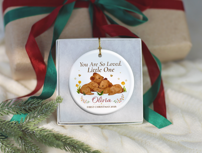 Baby’s First Christmas Ornament 2026, Personalized Little One Bear Ornament, New Baby Keepsake, Baby Girl Christmas Tree Gift, Olivia