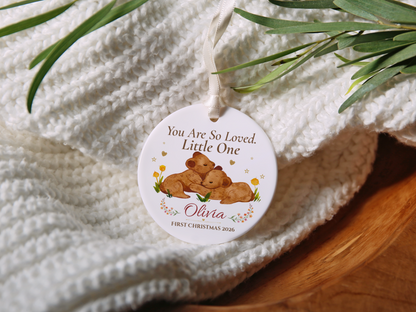 Baby’s First Christmas Ornament 2026, Personalized Little One Bear Ornament, New Baby Keepsake, Baby Girl Christmas Tree Gift, Olivia