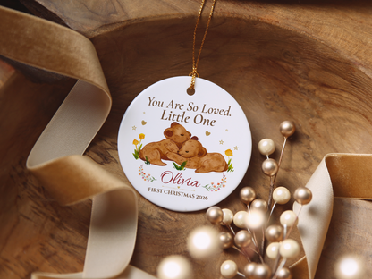 Baby’s First Christmas Ornament 2026, Personalized Little One Bear Ornament, New Baby Keepsake, Baby Girl Christmas Tree Gift, Olivia