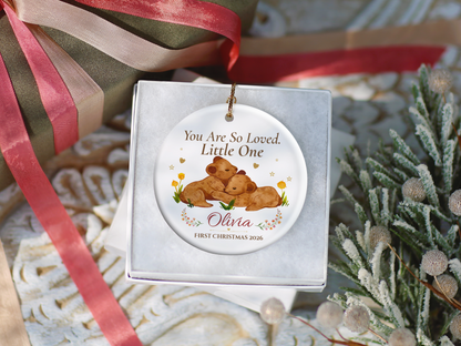 Baby’s First Christmas Ornament 2026, Personalized Little One Bear Ornament, New Baby Keepsake, Baby Girl Christmas Tree Gift, Olivia