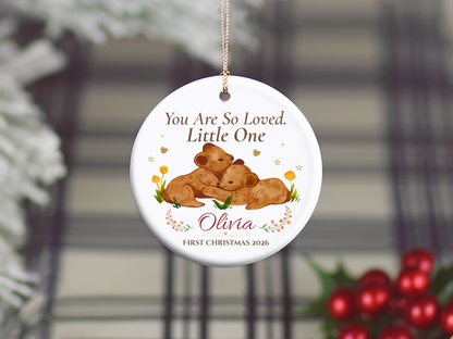 Baby’s First Christmas Ornament 2026, Personalized Little One Bear Ornament, New Baby Keepsake, Baby Girl Christmas Tree Gift, Olivia
