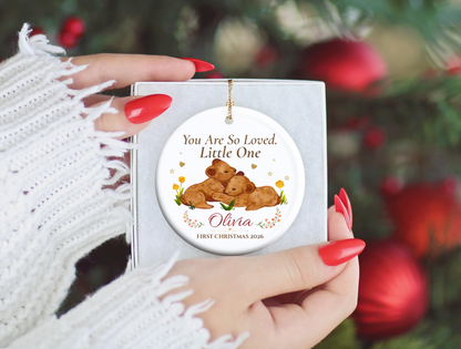 Baby’s First Christmas Ornament 2026, Personalized Little One Bear Ornament, New Baby Keepsake, Baby Girl Christmas Tree Gift, Olivia