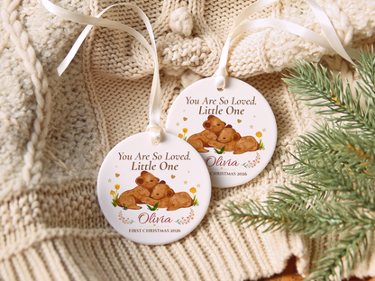 Baby’s First Christmas Ornament 2026, Personalized Little One Bear Ornament, New Baby Keepsake, Baby Girl Christmas Tree Gift, Olivia