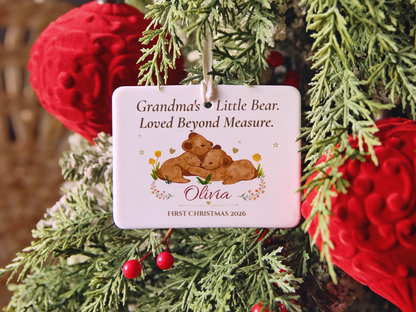 Grandma's Little Bear Ornament, Personalized Baby's First Christmas 2026, Bear Cub Keepsake, Grandmother Christmas Gift, Memory Decor