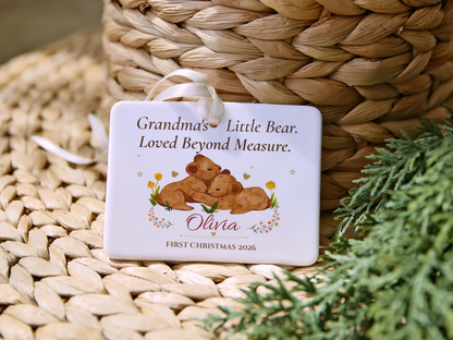 Grandma's Little Bear Ornament, Personalized Baby's First Christmas 2026, Bear Cub Keepsake, Grandmother Christmas Gift, Memory Decor