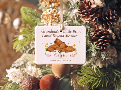 Grandma's Little Bear Ornament, Personalized Baby's First Christmas 2026, Bear Cub Keepsake, Grandmother Christmas Gift, Memory Decor