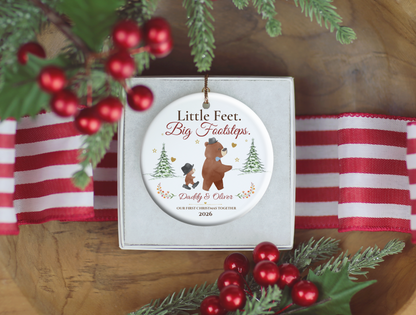 Personalized First Christmas as Dad Ornament, Daddy and Son Bear Keepsake