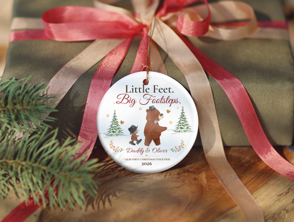 Personalized First Christmas as Dad Ornament, Daddy and Son Bear Keepsake