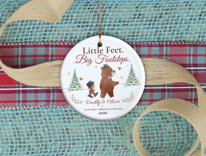 Personalized First Christmas as Dad Ornament, Daddy and Son Bear Keepsake