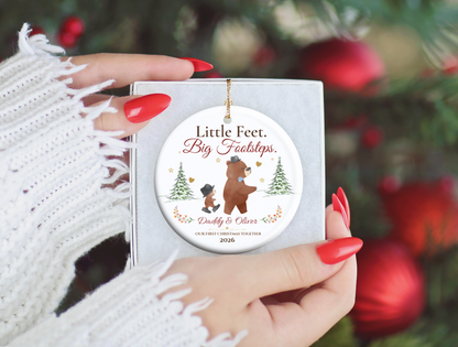 Personalized First Christmas as Dad Ornament, Daddy and Son Bear Keepsake