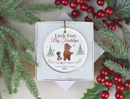 Personalized First Christmas as Dad Ornament, Daddy and Son Bear Keepsake
