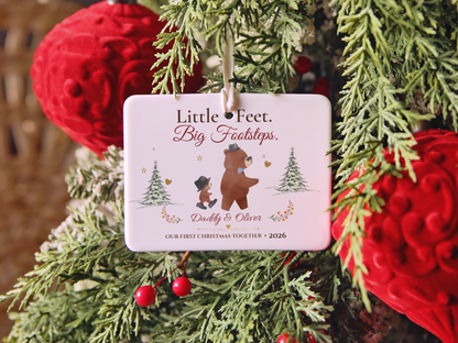 Personalized First Christmas as Dad Ornament, Daddy and Son Bear Keepsake, Story Ornament 2026
