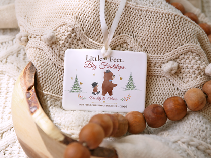 Personalized First Christmas as Dad Ornament, Daddy and Son Bear Keepsake, Story Ornament 2026