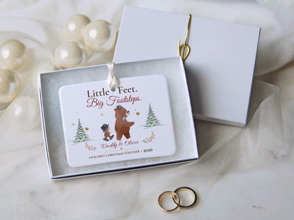 Personalized First Christmas as Dad Ornament, Daddy and Son Bear Keepsake, Story Ornament 2026