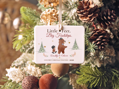 Personalized First Christmas as Dad Ornament, Daddy and Son Bear Keepsake, Story Ornament 2026