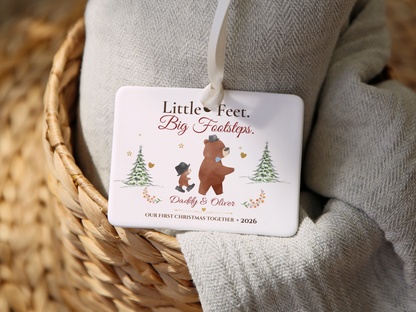 Personalized First Christmas as Dad Ornament, Daddy and Son Bear Keepsake, Story Ornament 2026