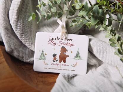 Personalized First Christmas as Dad Ornament, Daddy and Son Bear Keepsake, Story Ornament 2026