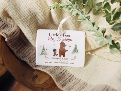 Personalized First Christmas as Dad Ornament, Daddy and Son Bear Keepsake, Story Ornament 2026