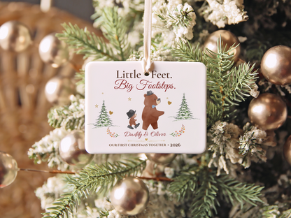 Personalized First Christmas as Dad Ornament, Daddy and Son Bear Keepsake, Story Ornament 2026