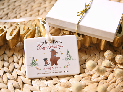 Personalized First Christmas as Dad Ornament, Daddy and Son Bear Keepsake, Story Ornament 2026