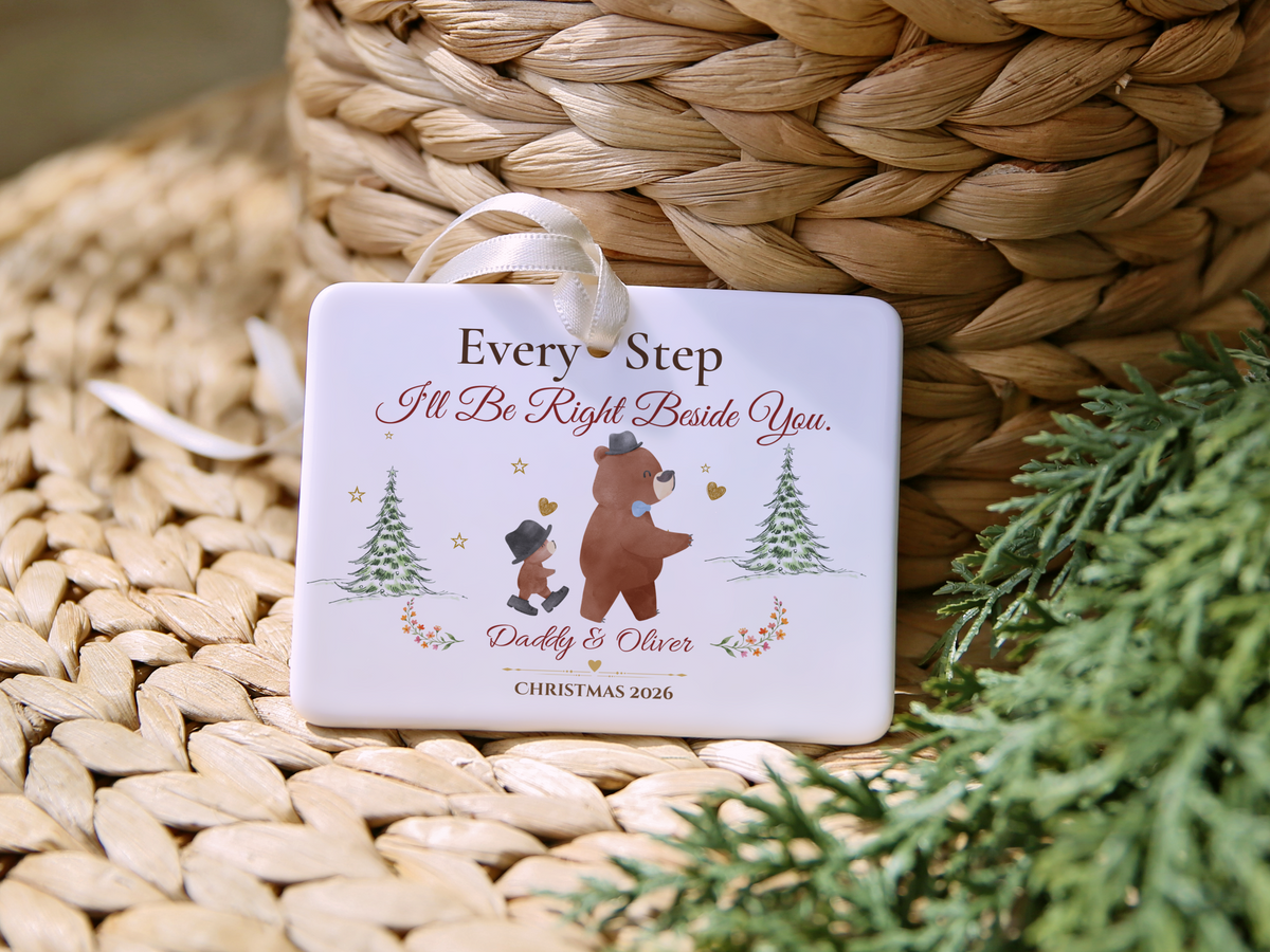 Personalized Daddy and Son Christmas Ornament, Father Son Bear Keepsake