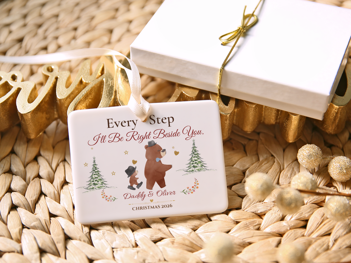 Personalized Daddy and Son Christmas Ornament, Father Son Bear Keepsake