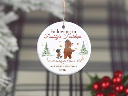 Following in Daddy's Footsteps Ornament, Personalized Father Son Christmas Gift