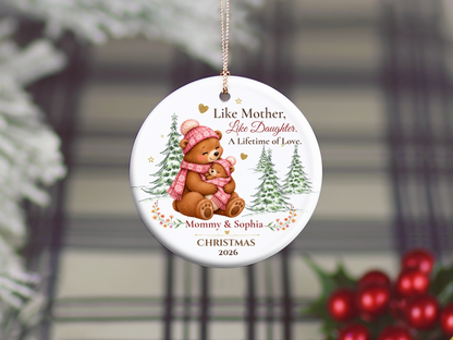 Personalized Mommy and Daughter Christmas Ornament, Mother Daughter Bear Gift