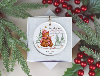 Personalized Mommy and Daughter Christmas Ornament, Mother Daughter Bear Gift