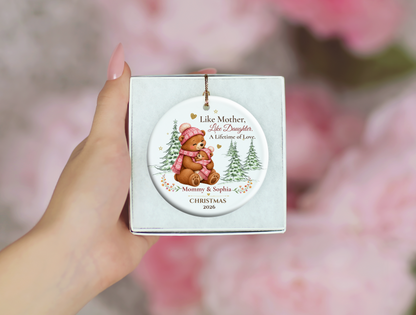 Personalized Mommy and Daughter Christmas Ornament, Mother Daughter Bear Gift