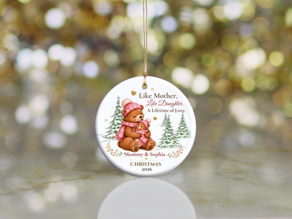 Personalized Mommy and Daughter Christmas Ornament, Mother Daughter Bear Gift